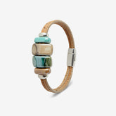 Bracelet in Natural Cork with Ceramic and Silver Beads